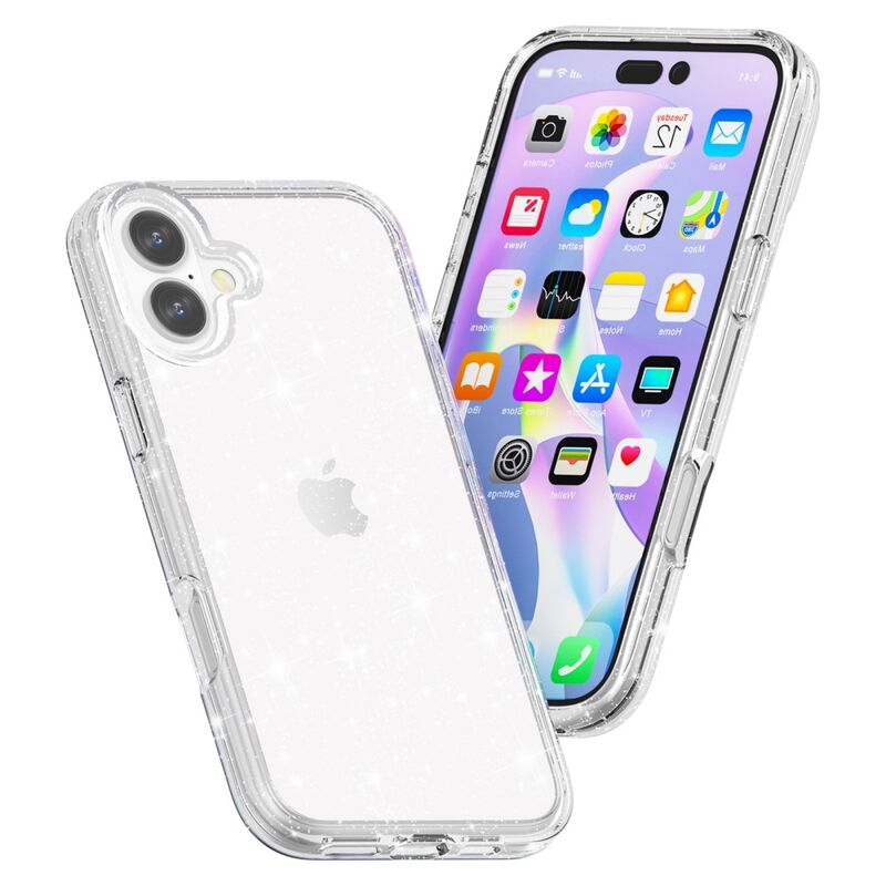 iPhone 16 Suojakuori (TPU + PC, Sparkly Glitter)