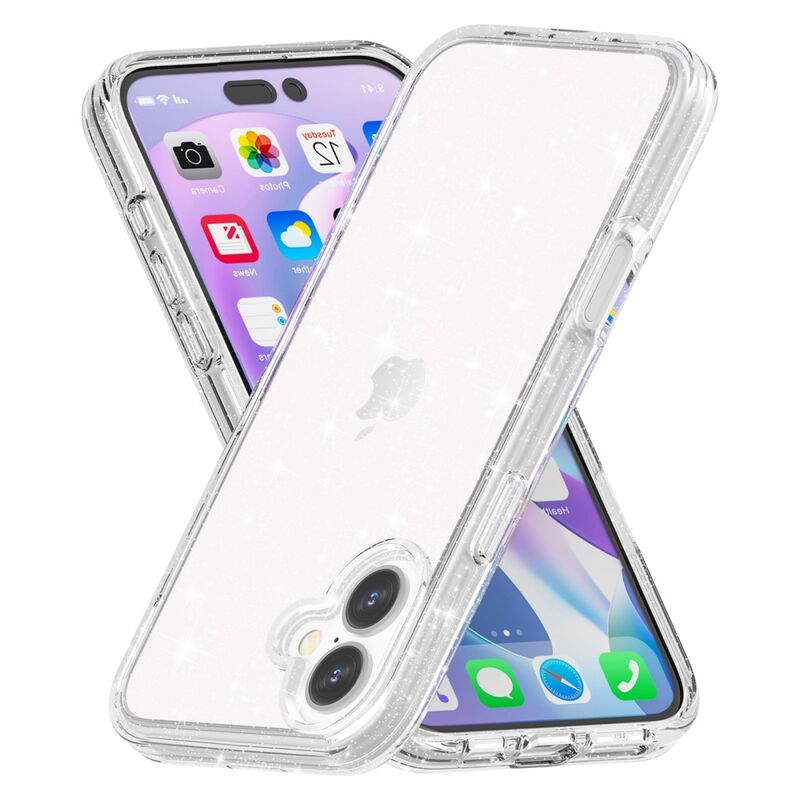 iPhone 16 Suojakuori (TPU + PC, Sparkly Glitter)