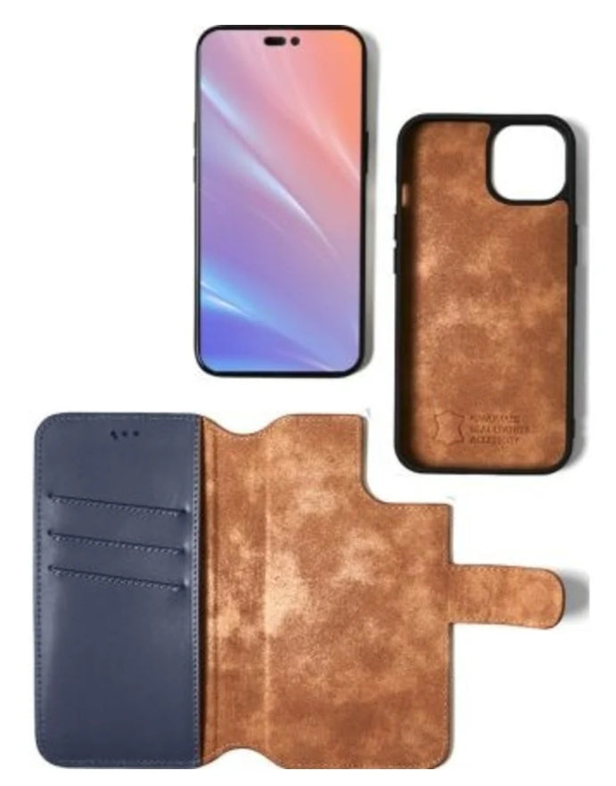 iPhone 13 mini –lompakkokotelo 2-in-1,Käsintehty nahka