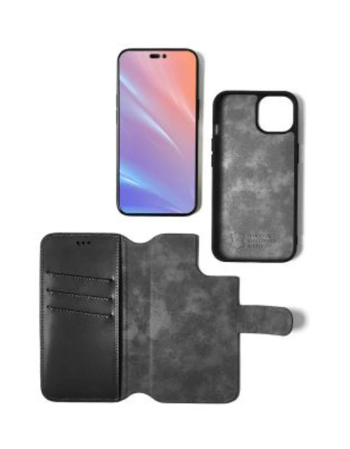 iPhone 14 Plus –lompakkokotelo 2-in-1,Käsintehty nahka