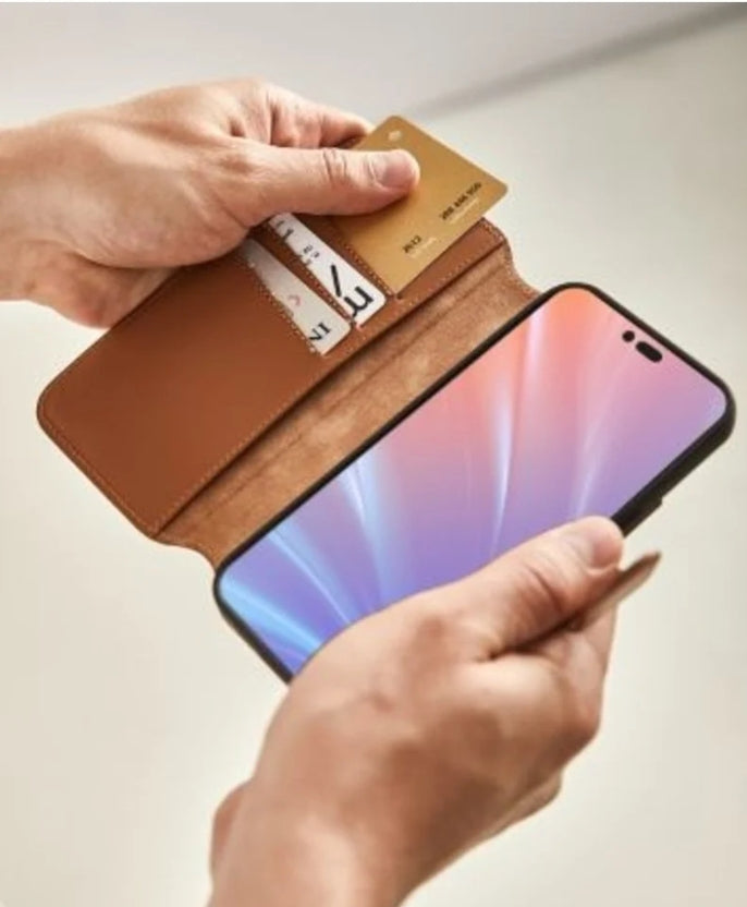 iPhone 14 Pro Max –lompakkokotelo 2-in-1,Käsintehty nahka