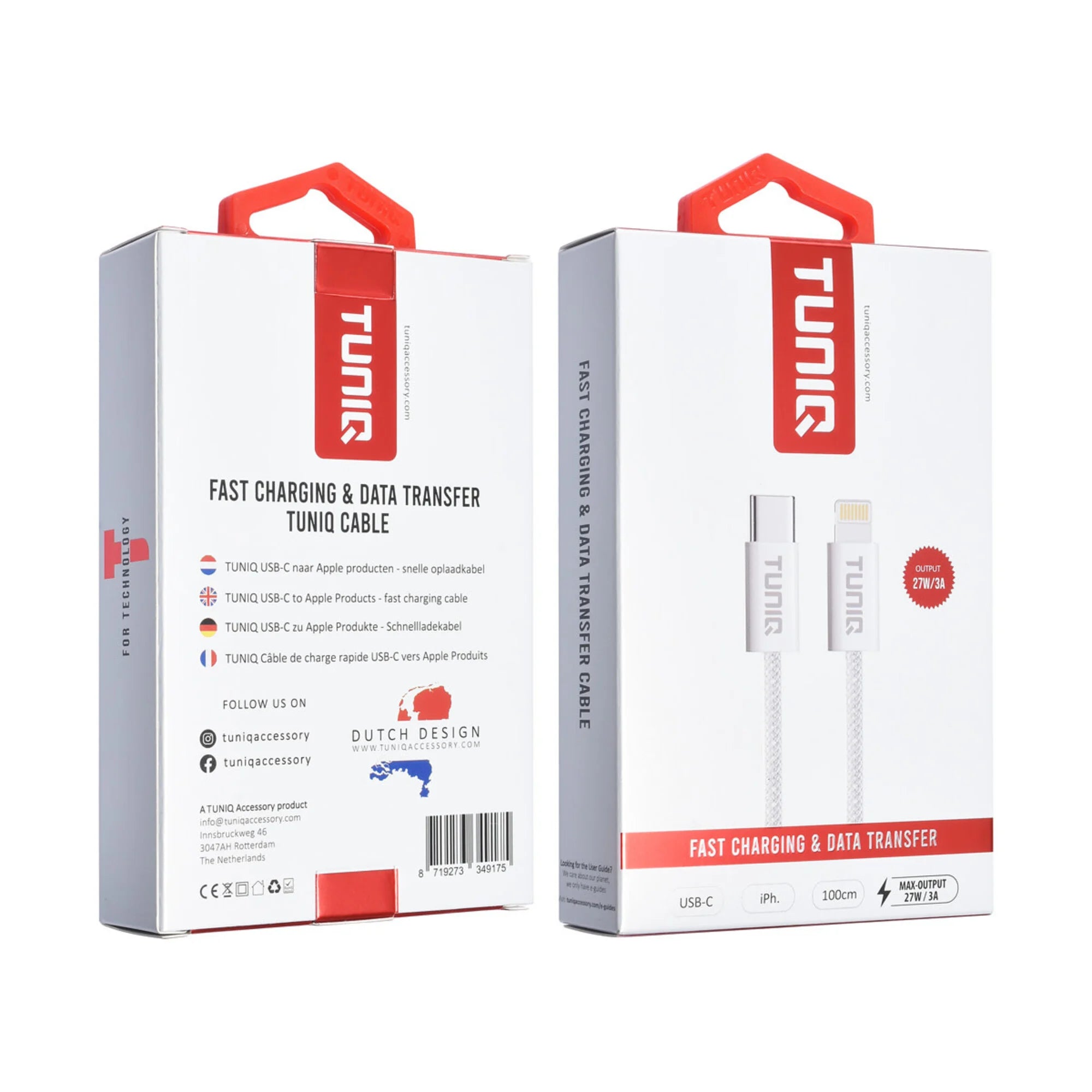 TUNIQ USB-C–Lightning-kaapeli 100 cm